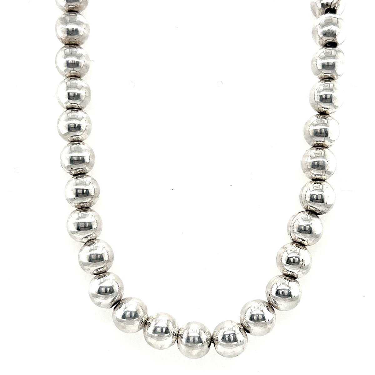 Pre-Owned Sterling Silver Bead Necklace