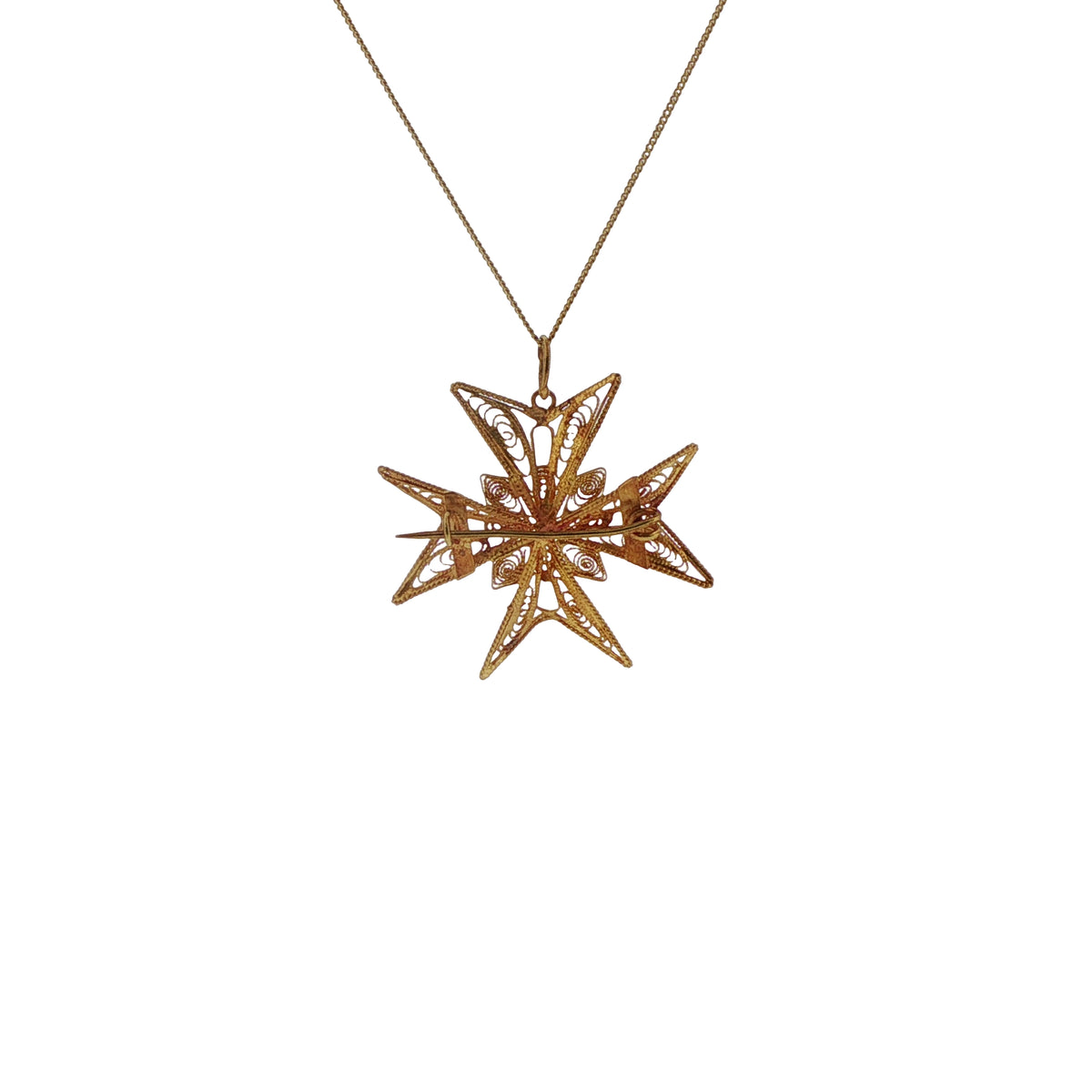 Pre-Owned 18K Yellow Gold Maltese Cross Necklace