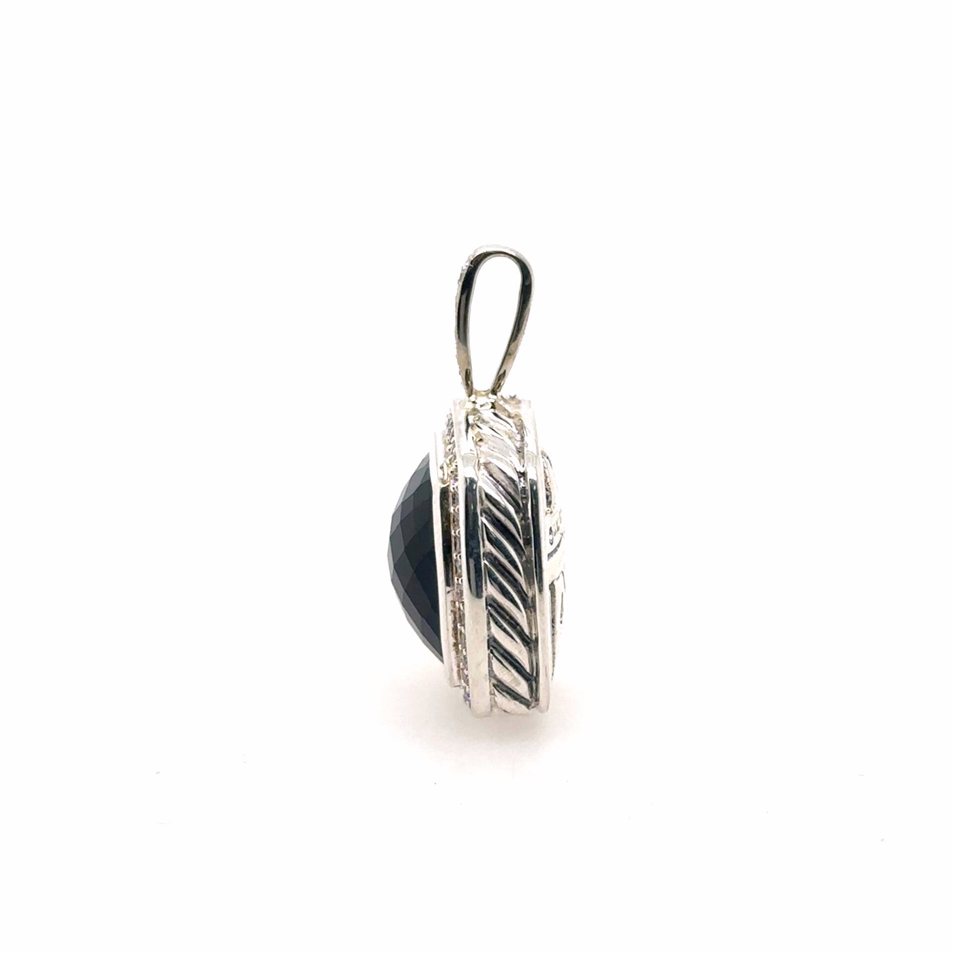 Pre-Owned David Yurman Black Onyx with Diamond Bale Pendant