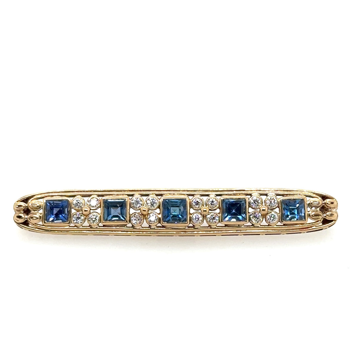 Pre-Owned Tiffany & Co. 18K Yellow Gold Sapphire Diamond Bar Pin