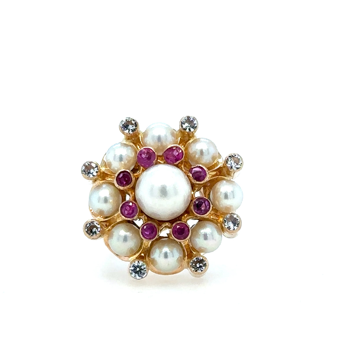 Pre-Owned 14K Yellow Gold Pearl Cluster Ring