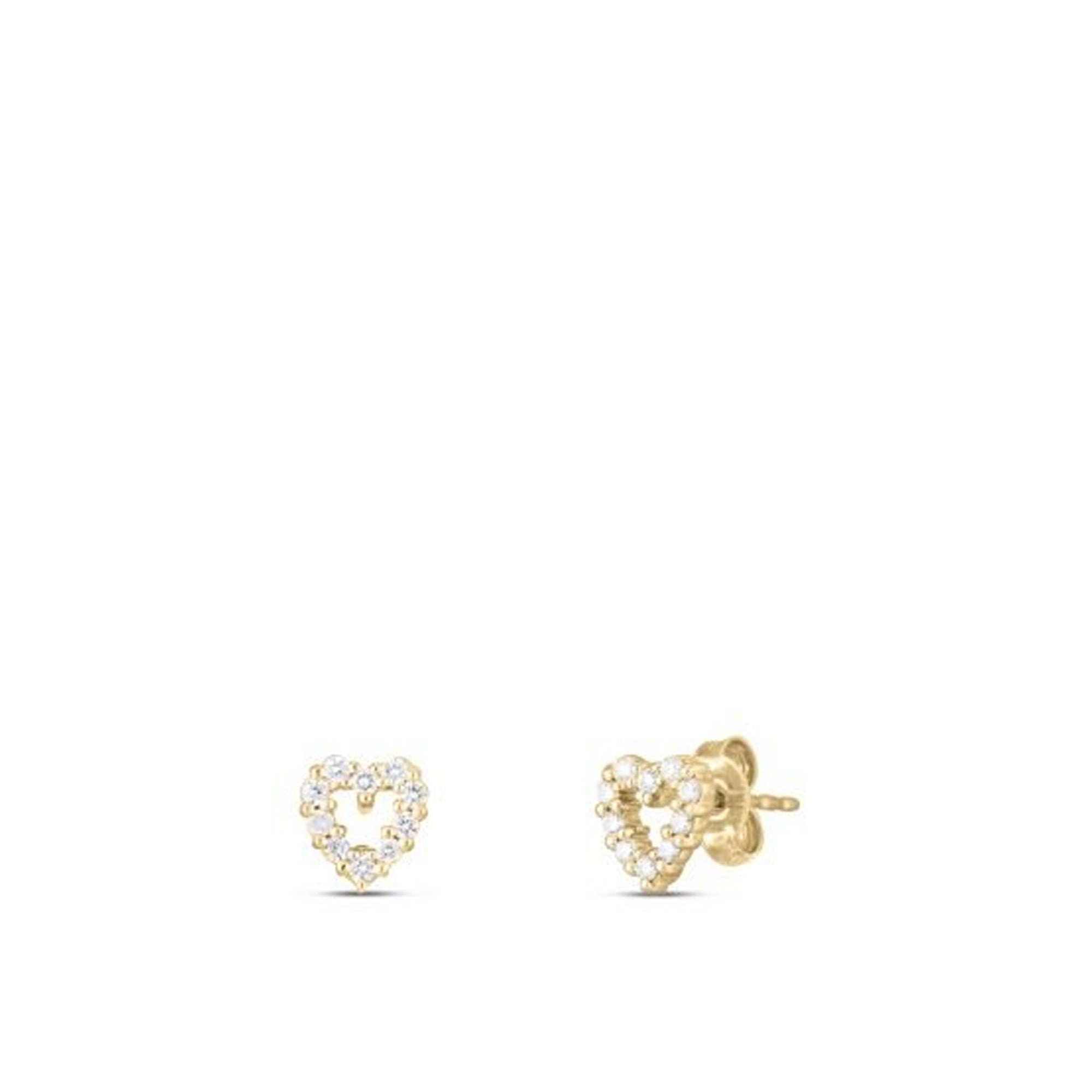 Roberto Coin 18K Yellow Gold Tiny Treasures Diamond Heart Stud Earrings