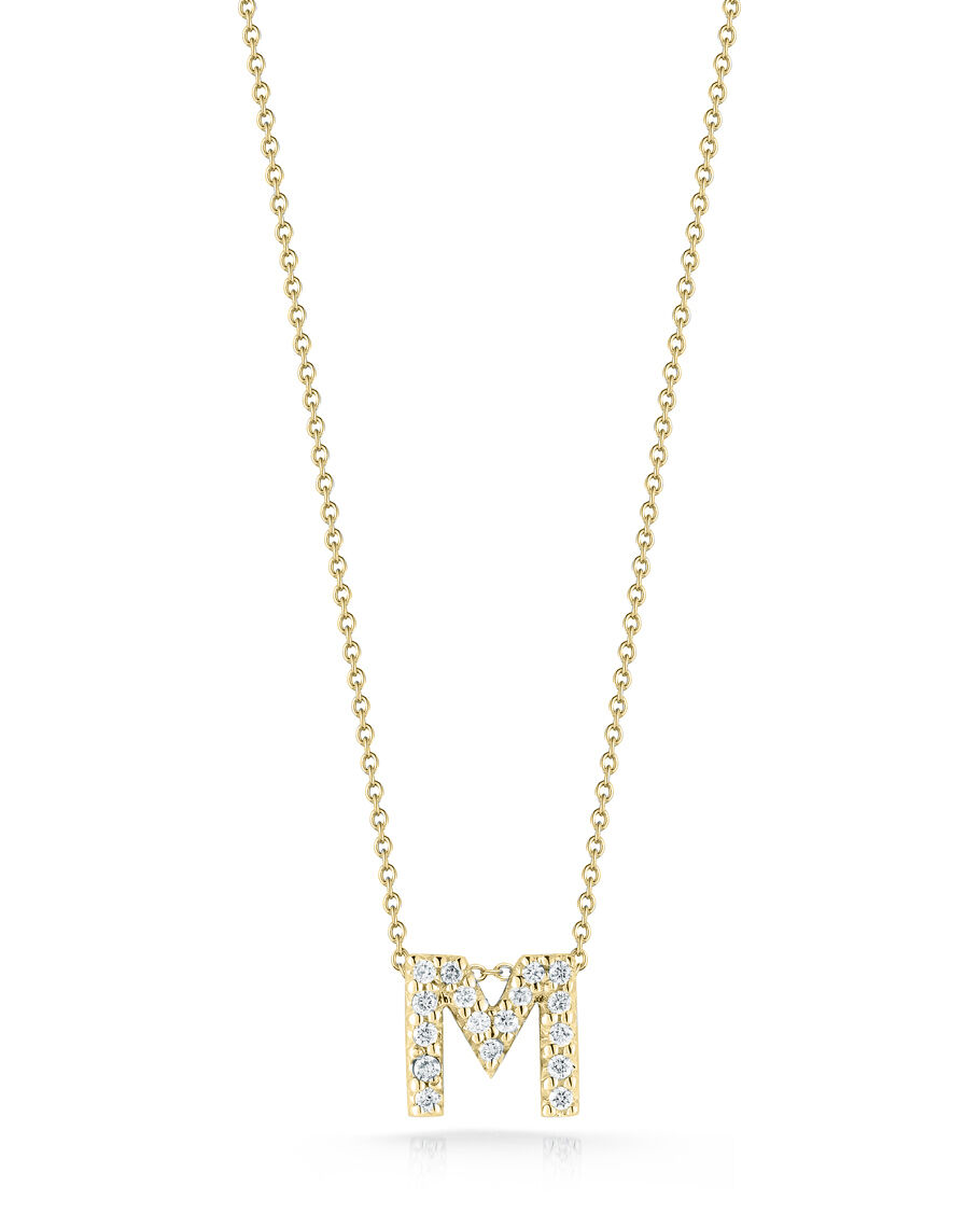 Roberto Coin 18K Yellow Gold Tiny Treasure Letter M Diamond Necklace