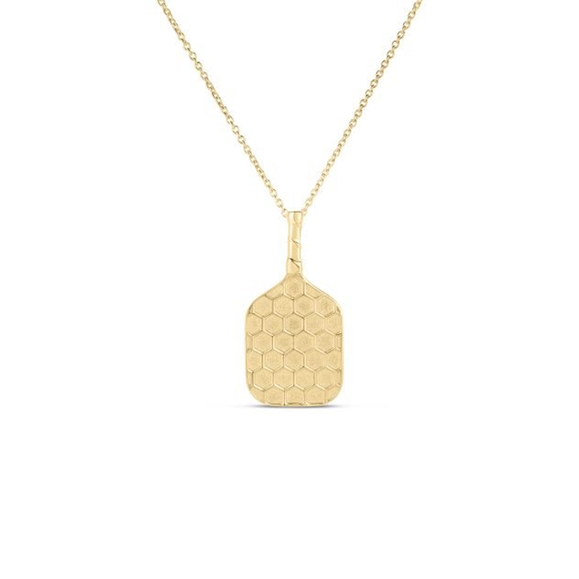 Roberto Coin 18K Yellow Gold Tiny Treasures Textured Pickle Ball Racket Necklace - NAGI