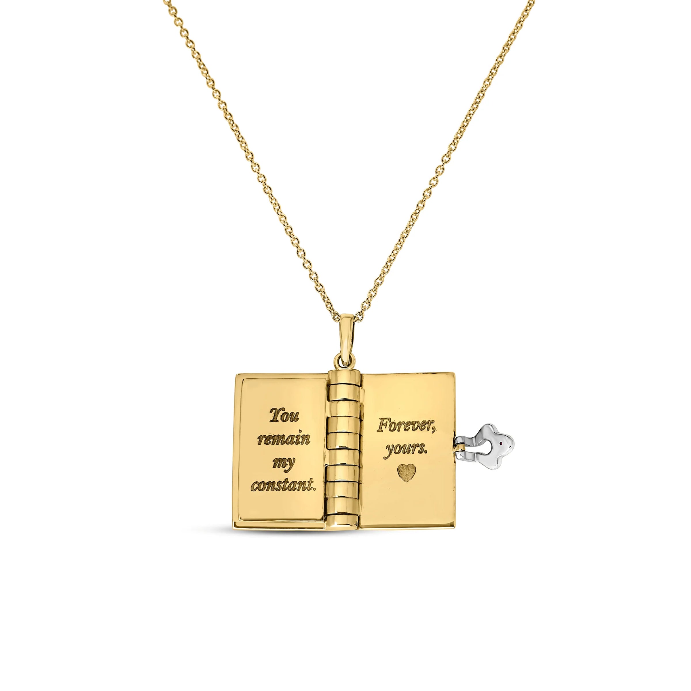 Roberto Coin 18K Yellow/White Gold Tiny Treasures Love Story Book Necklace - NAGI