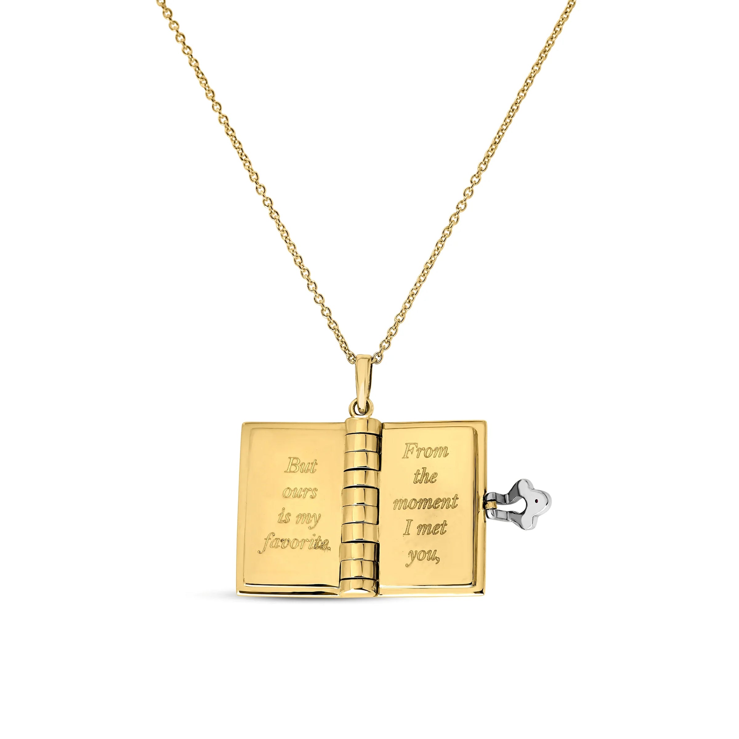 Roberto Coin 18K Yellow/White Gold Tiny Treasures Love Story Book Necklace - NAGI