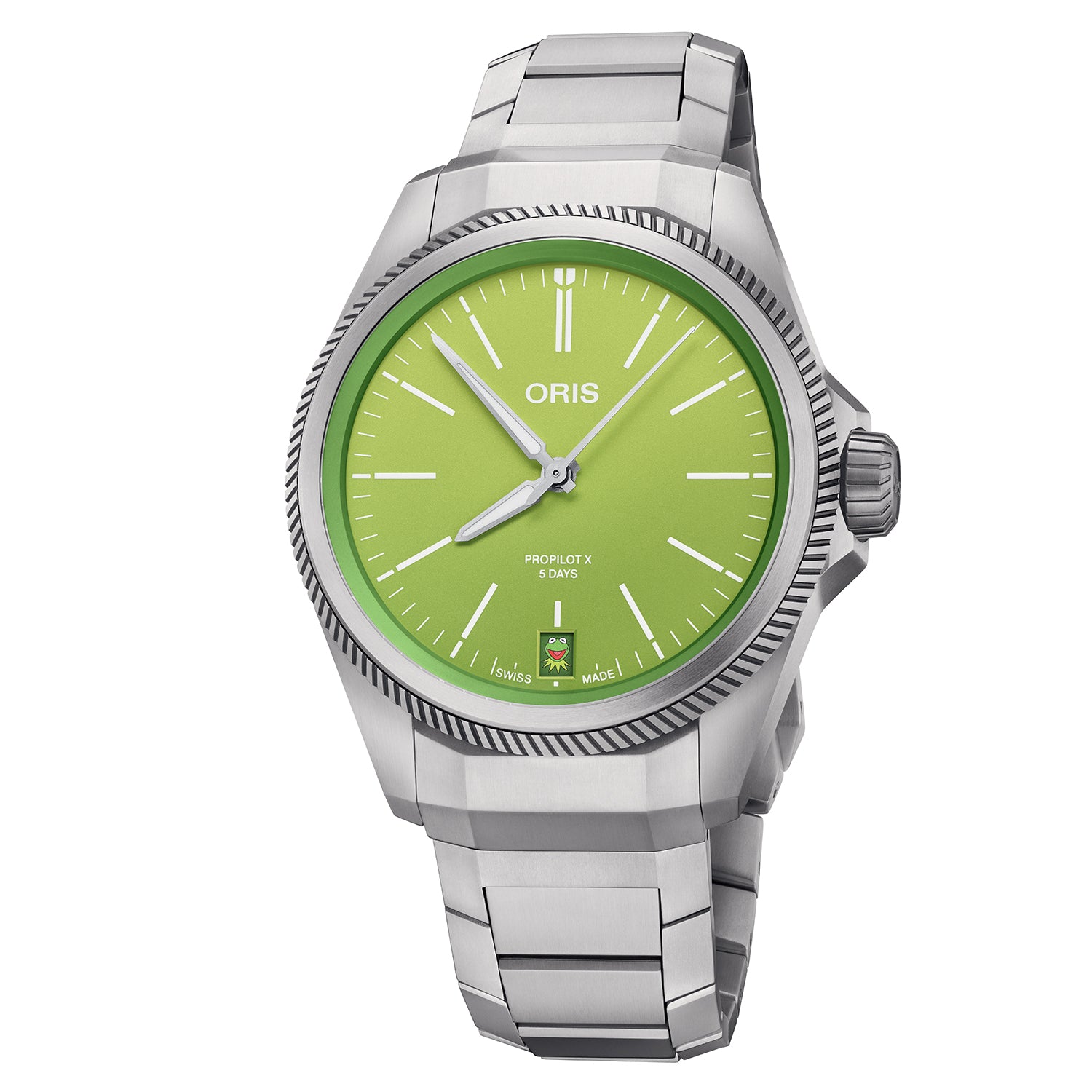 Oris Propilot Kermit FrogMuppets Calibre 400 39MM Titanium Green Dial Watch