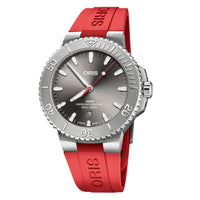 Oris 43.50MM Aquis Date Relief Red Strap Watch