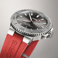 Oris 43.50MM Aquis Date Relief Red Strap Watch