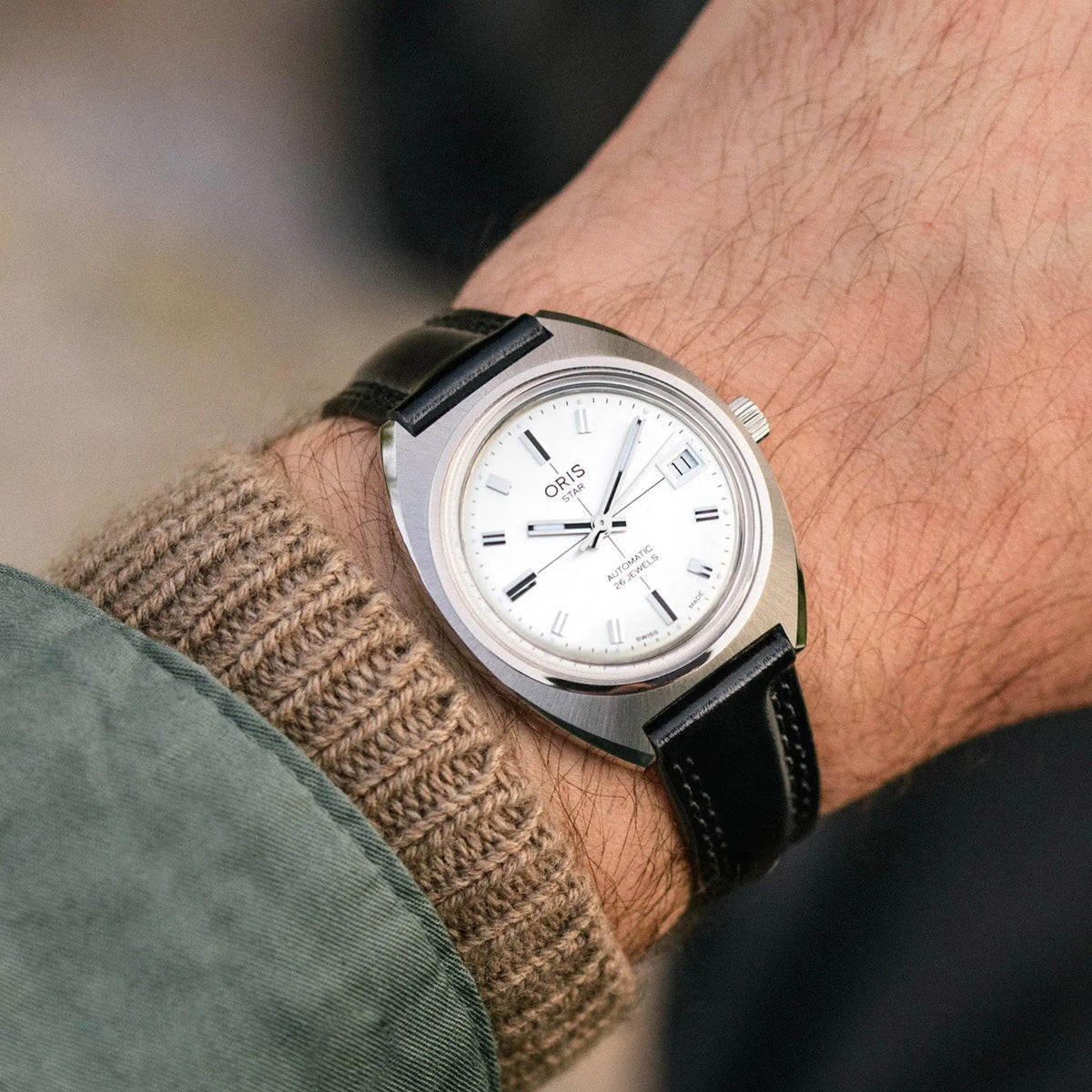 Oris Star Edition 35MM Grey Dial Black Strap Watch