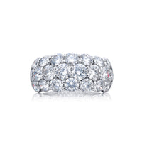 JB Star Platinum Shared Prong Set 3 Rows of Round Cut Diamond Band - NAGI