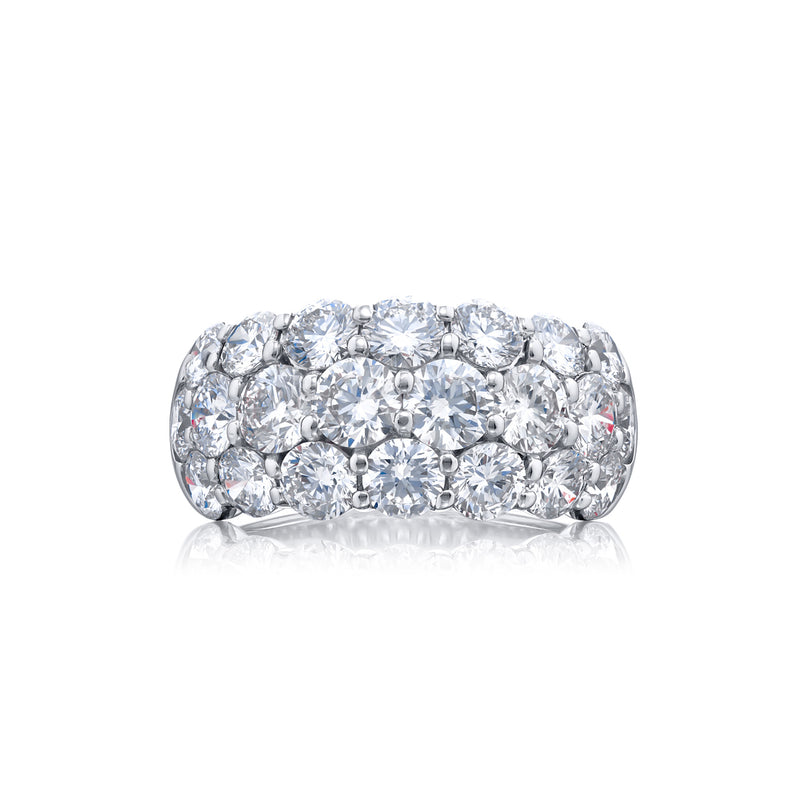 JB Star Platinum Shared Prong Set 3 Rows of Round Cut Diamond Band - NAGI