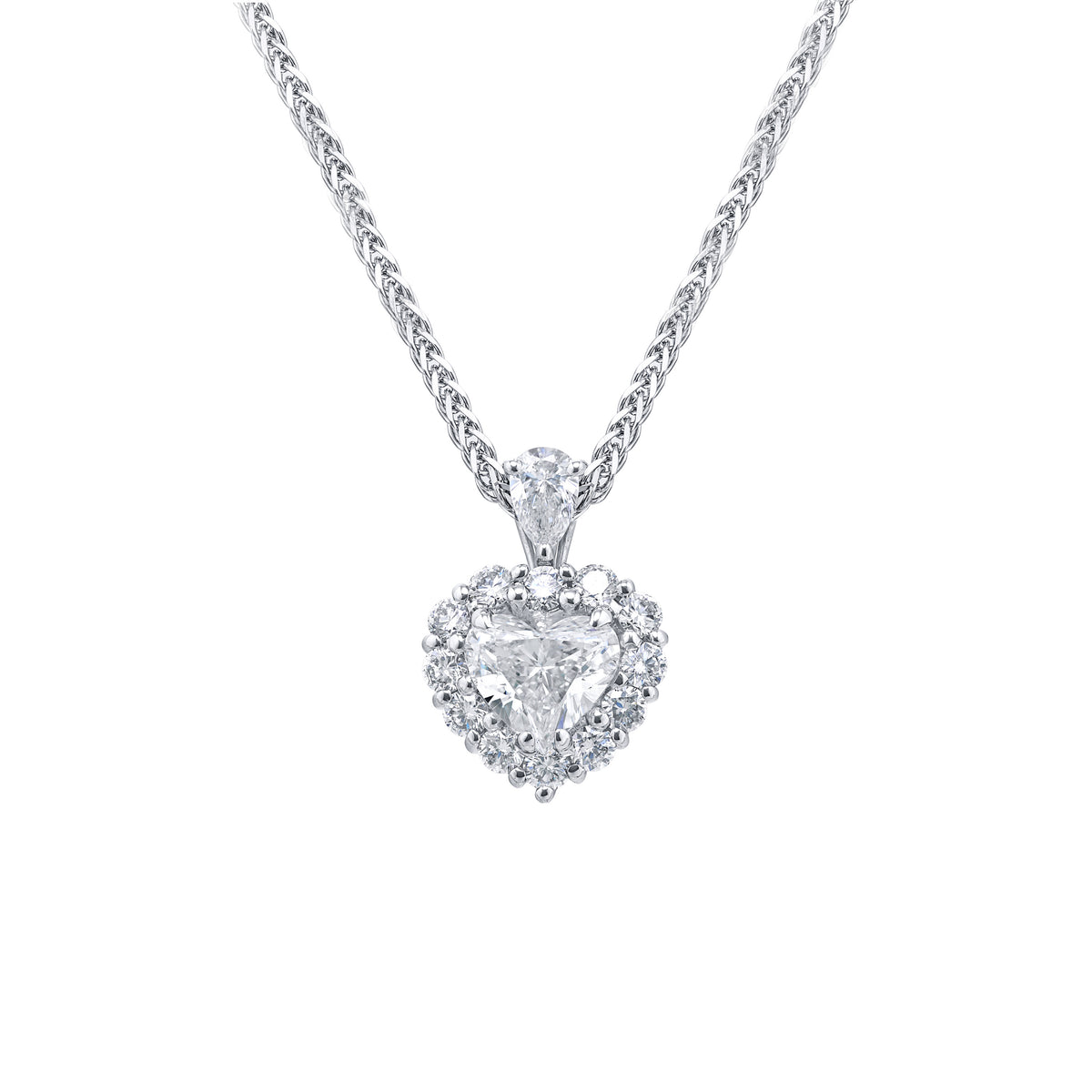 JB Star Platinum Heart Shaped Diamond Necklace - NAGI