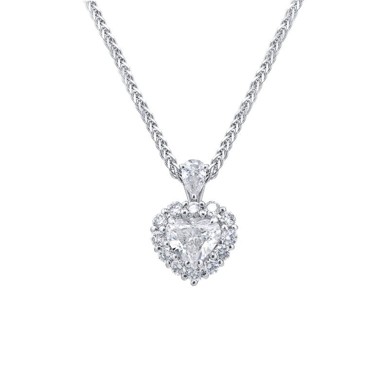 JB Star Platinum Heart Shaped Diamond Necklace - NAGI