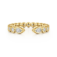Gabriel & Co. 14K Yellow Gold Bezel Pear & Round Diamond Eternity Band