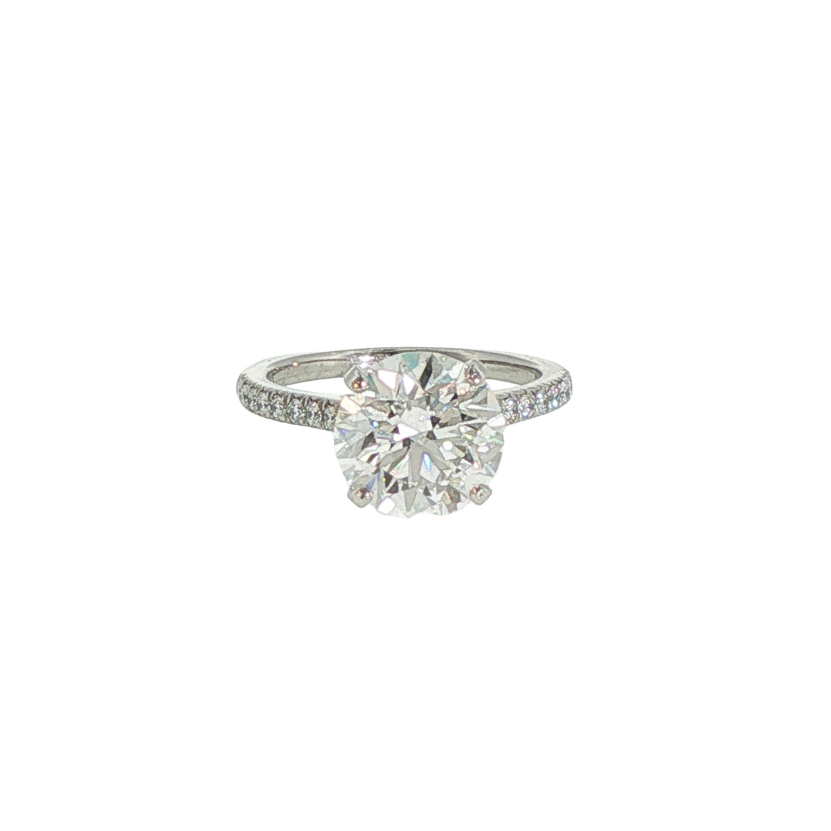 Platinum Hidden Halo 3.66 Carat Round Center Engagement Ring