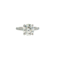 Platinum Hidden Halo 3.34 Carat Round Diamond Engagement Ring