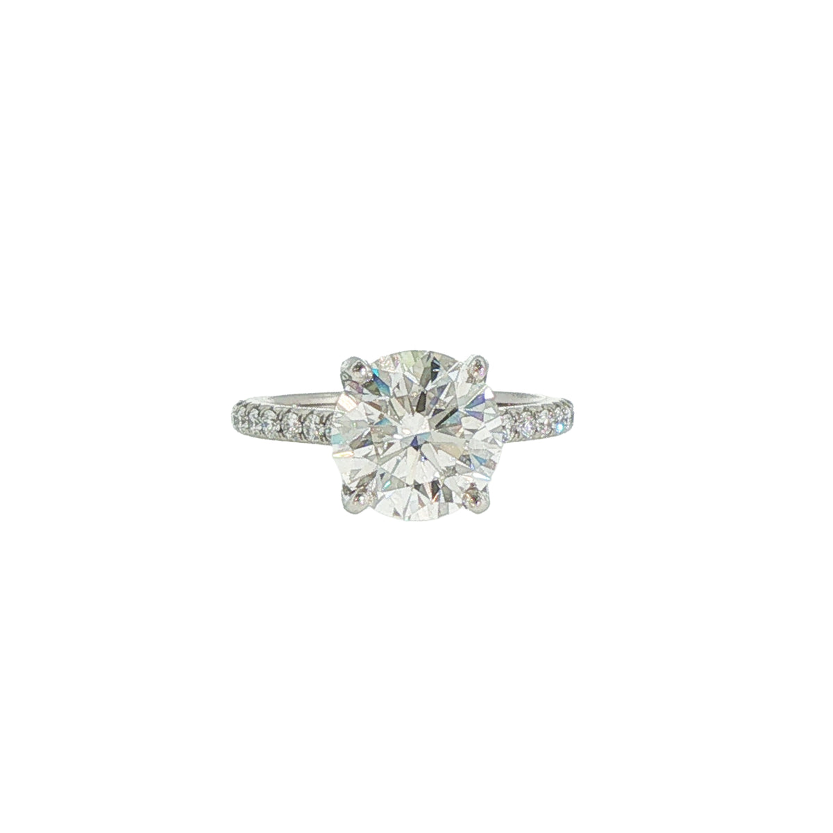 Platinum Hidden Halo 3.34 Carat Round Diamond Engagement Ring