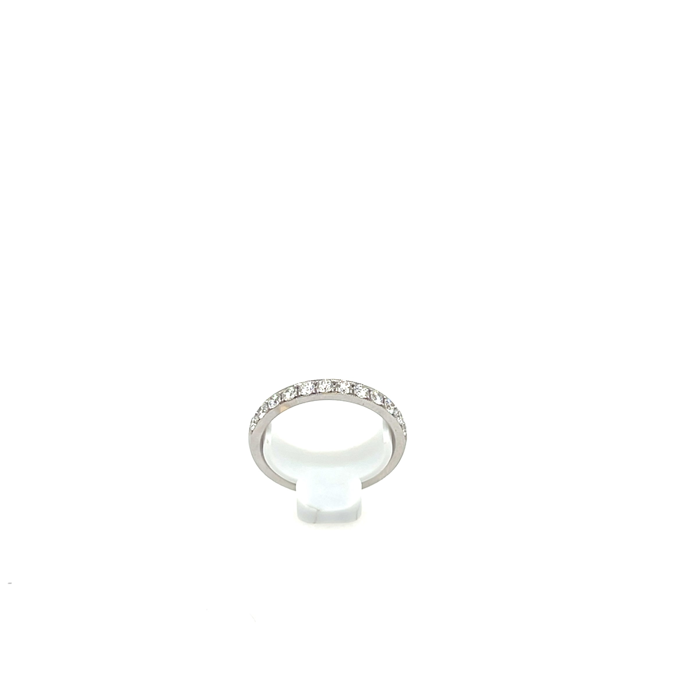 18K White Gold Pave Diamond Band .50 Carats