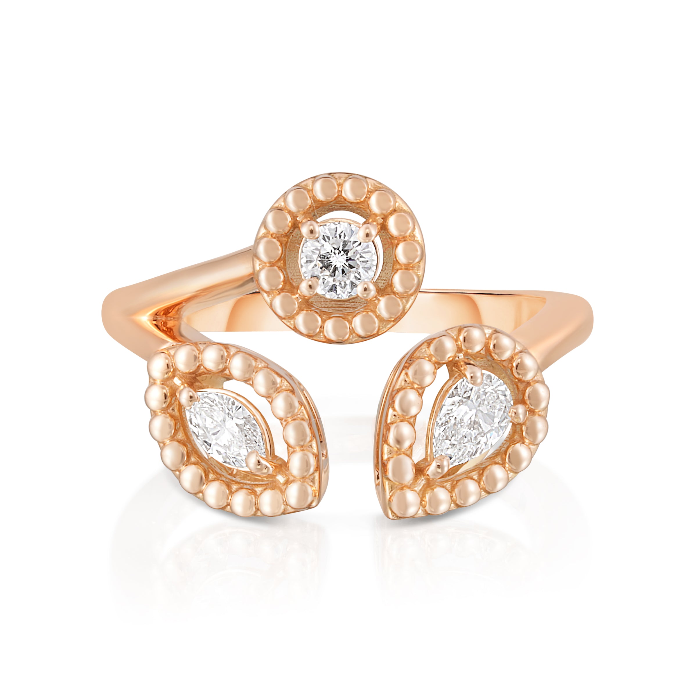 Roberto Coin 18K Rose Gold Dolcetto Three-Stone Diamond Ring