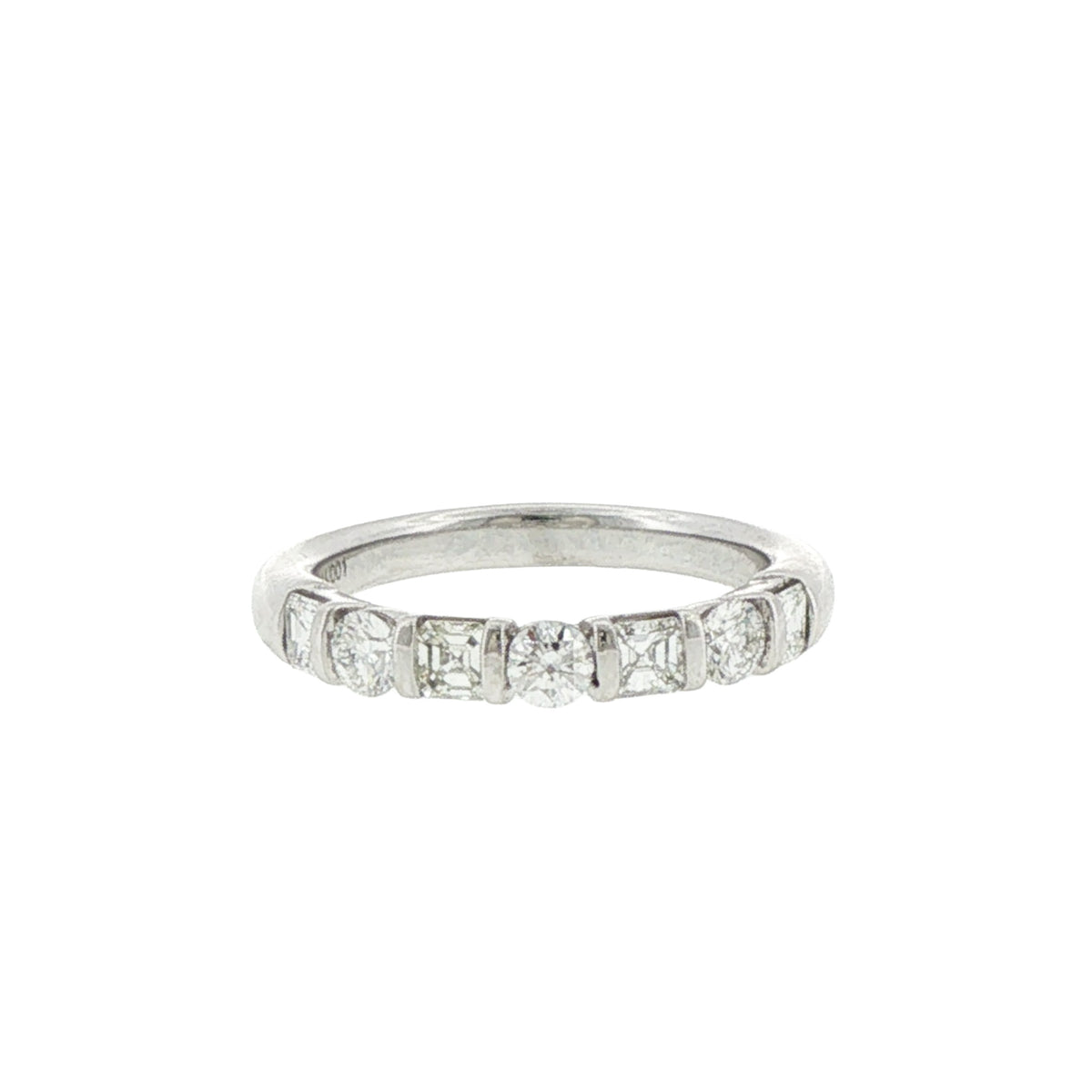 JB Star Platinum E/W Round and Emerald Cut Diamond Band
