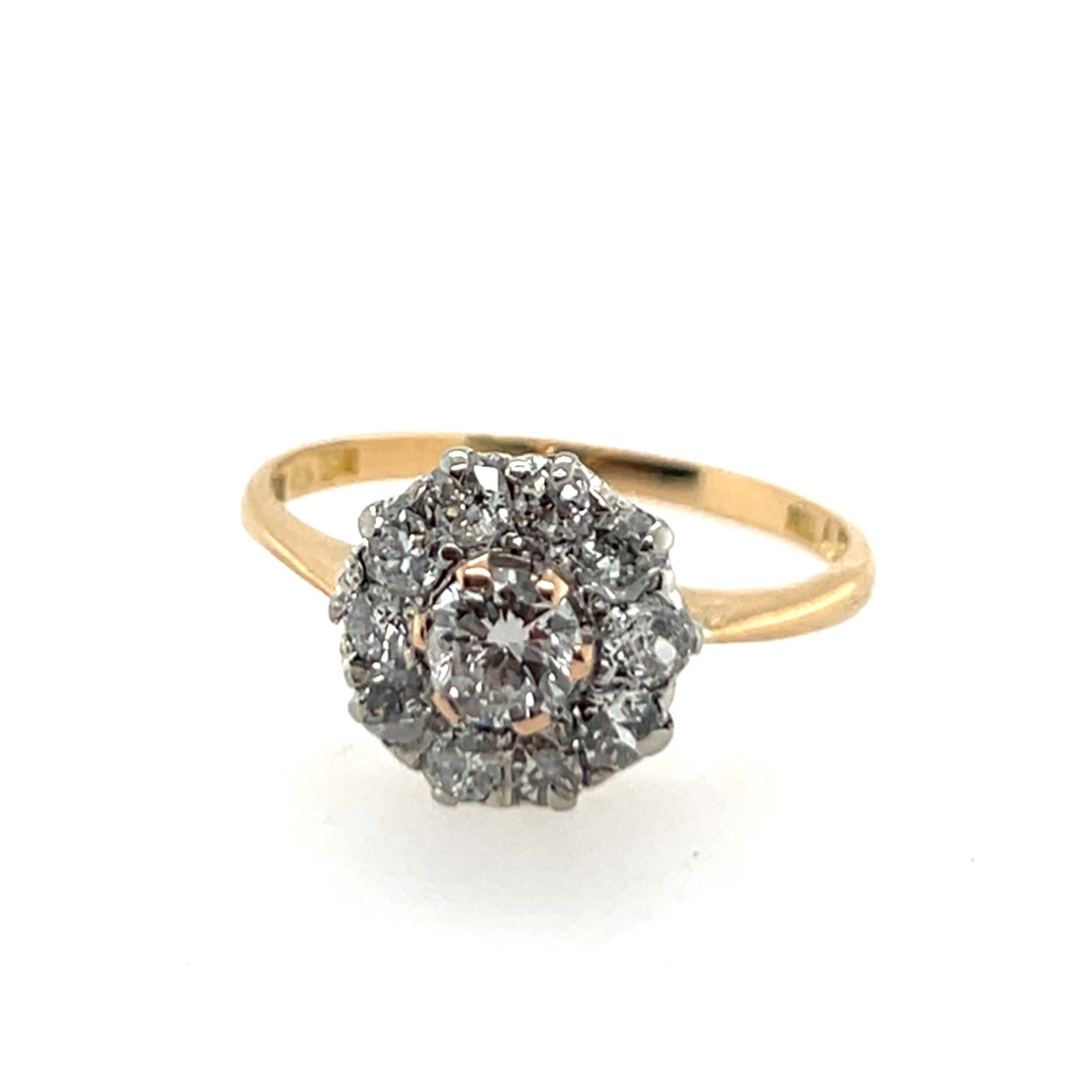 Pre-Owned 18k Yellow and Rose Gold Diamond Cluster Ring