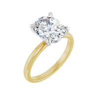 14K Yellow and White Gold Oval Engagement Ring Mounting