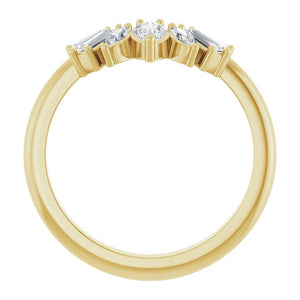 14K Yellow Gold Baguette Diamond Contour Band Ring Jacket