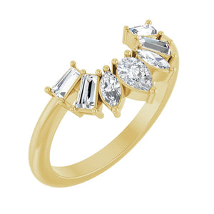 14K Yellow Gold Baguette Diamond Contour Band Ring Jacket