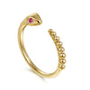 Gabriel 14K Yellow Gold Snake Open Ring Ruby Eyes