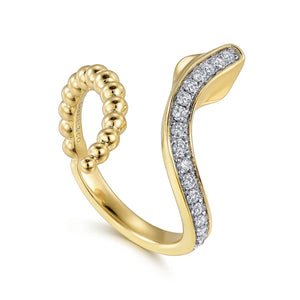 Gabriel 14K Yellow Gold Bujukan Diamond Open Snake Ring