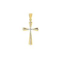 14K Two Tone High Polish Base with Diamond Cut Design Cross