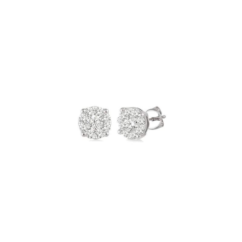 14K White Gold .25 Carat Diamond Cluster Stud Earrings