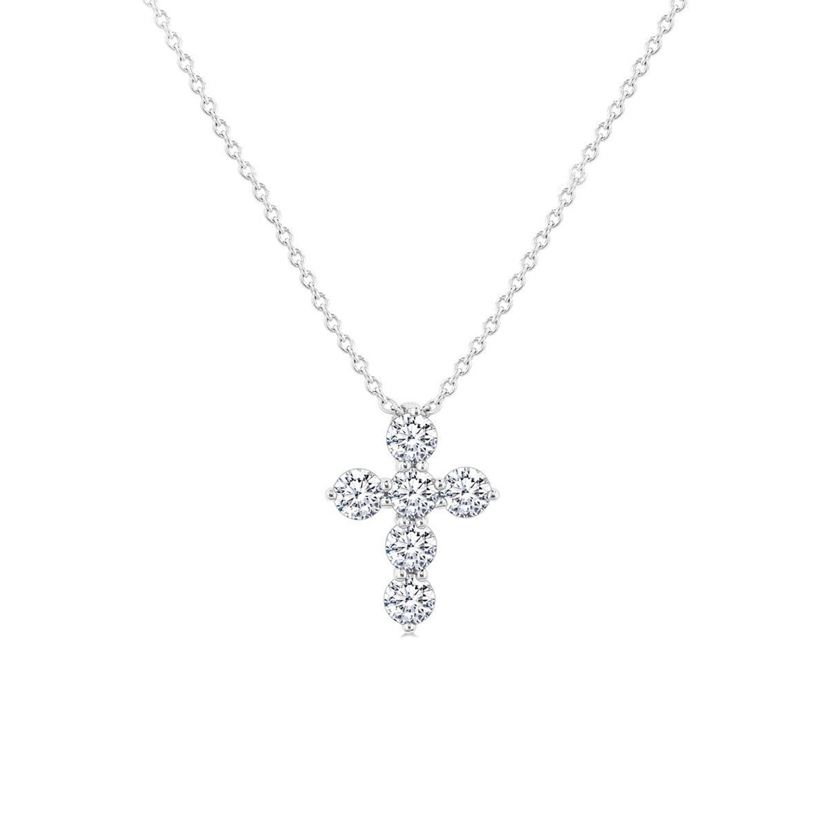 14K White Gold .35 Carat Diamond Cross Necklace