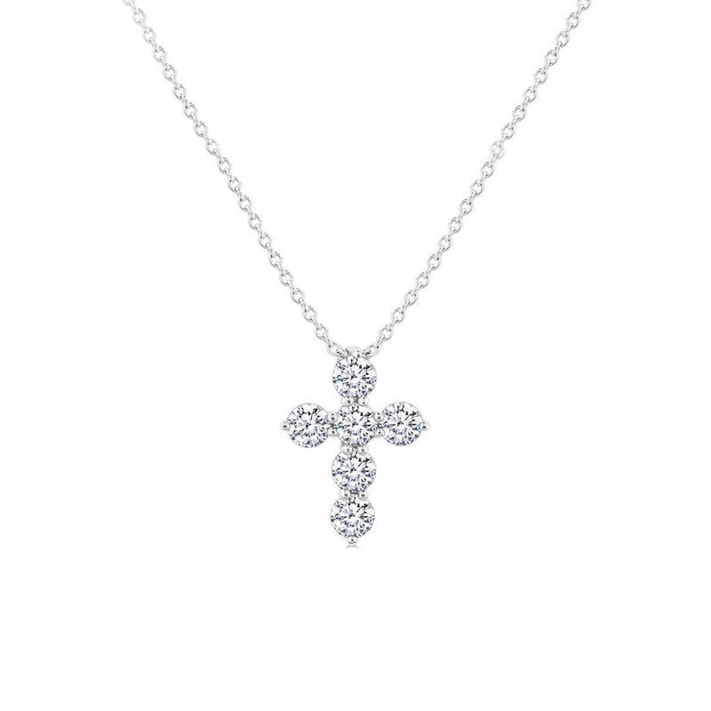 14K White Gold .35 Carat Diamond Cross Necklace