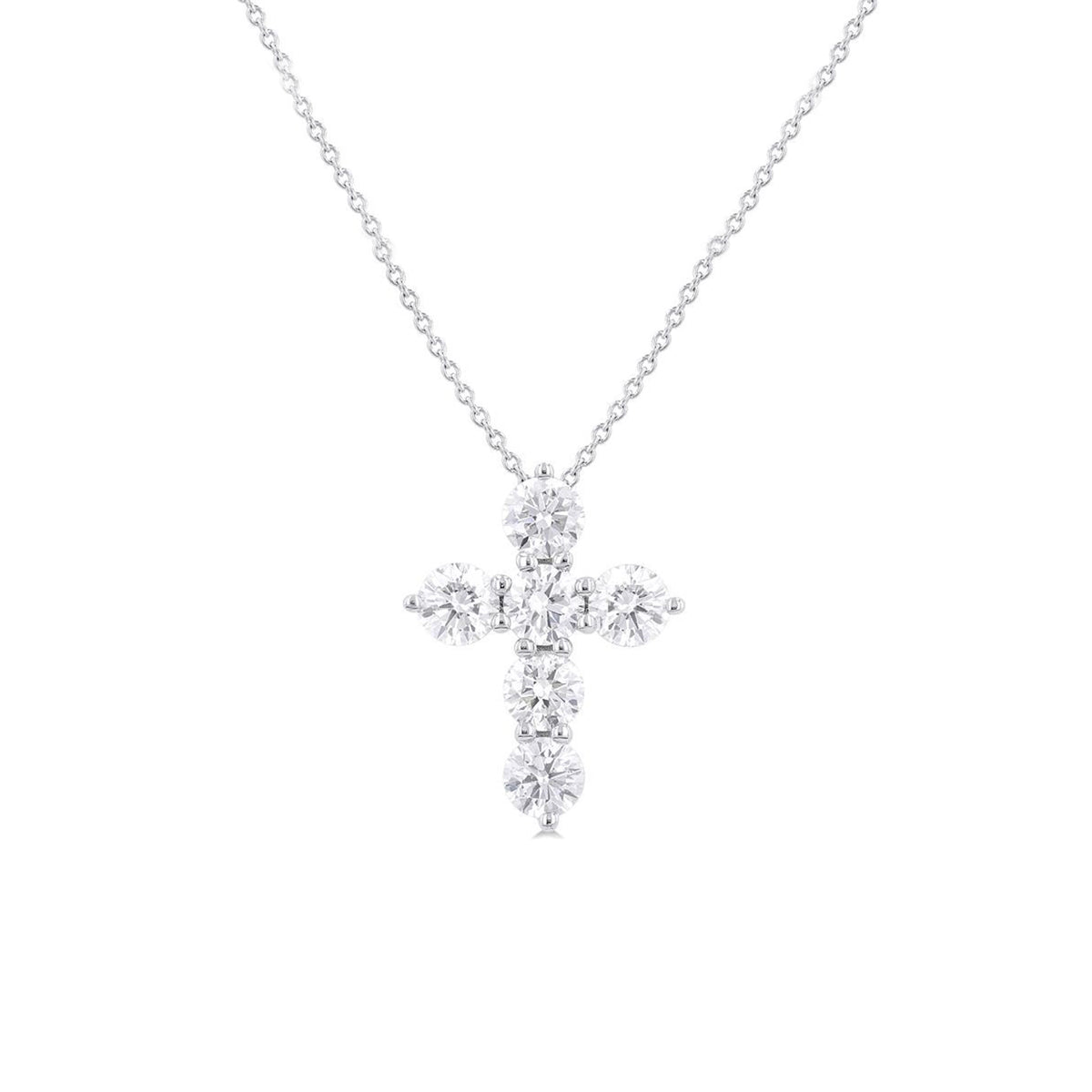 14K White Gold 1.50 Carat Diamond Cross Necklace