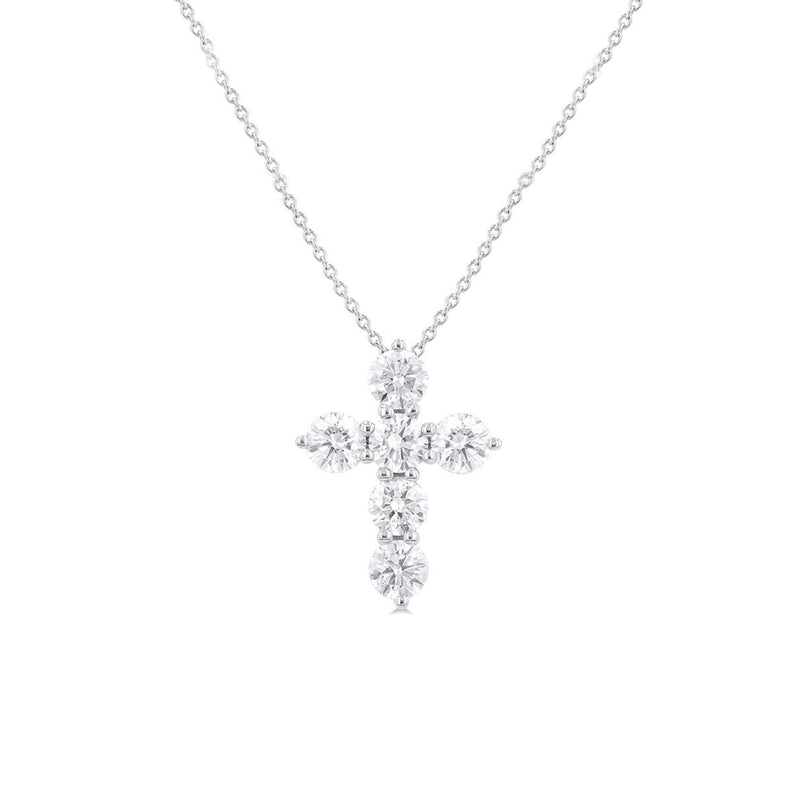 14K White Gold 1.50 Carat Diamond Cross Necklace