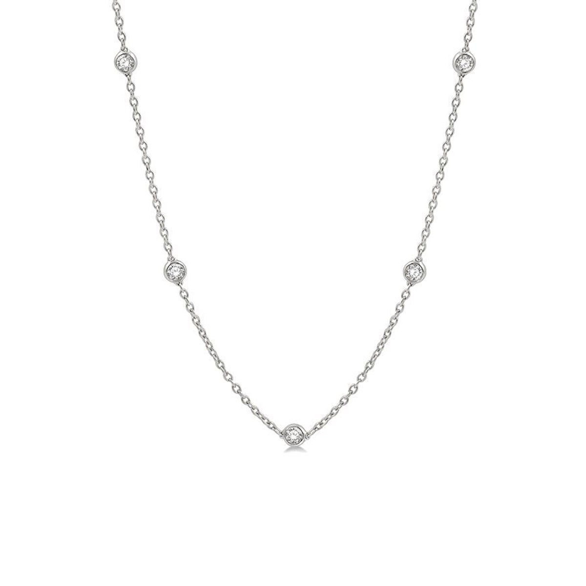 14K White Gold 1.50 Carat Diamond by the Yard Necklace