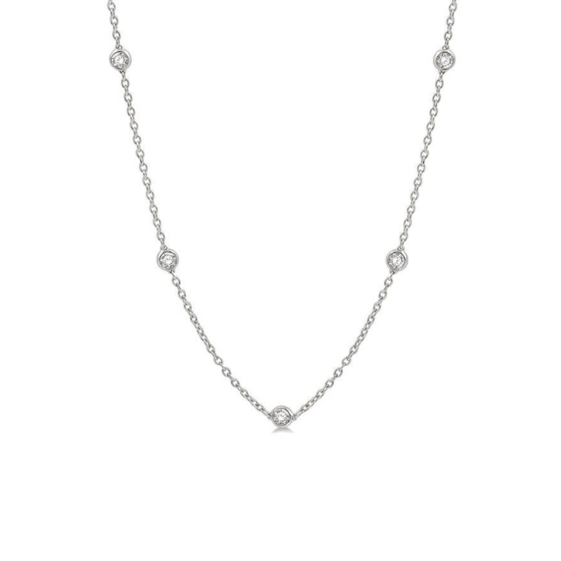 14K White Gold 1.50 Carat Diamond by the Yard Necklace