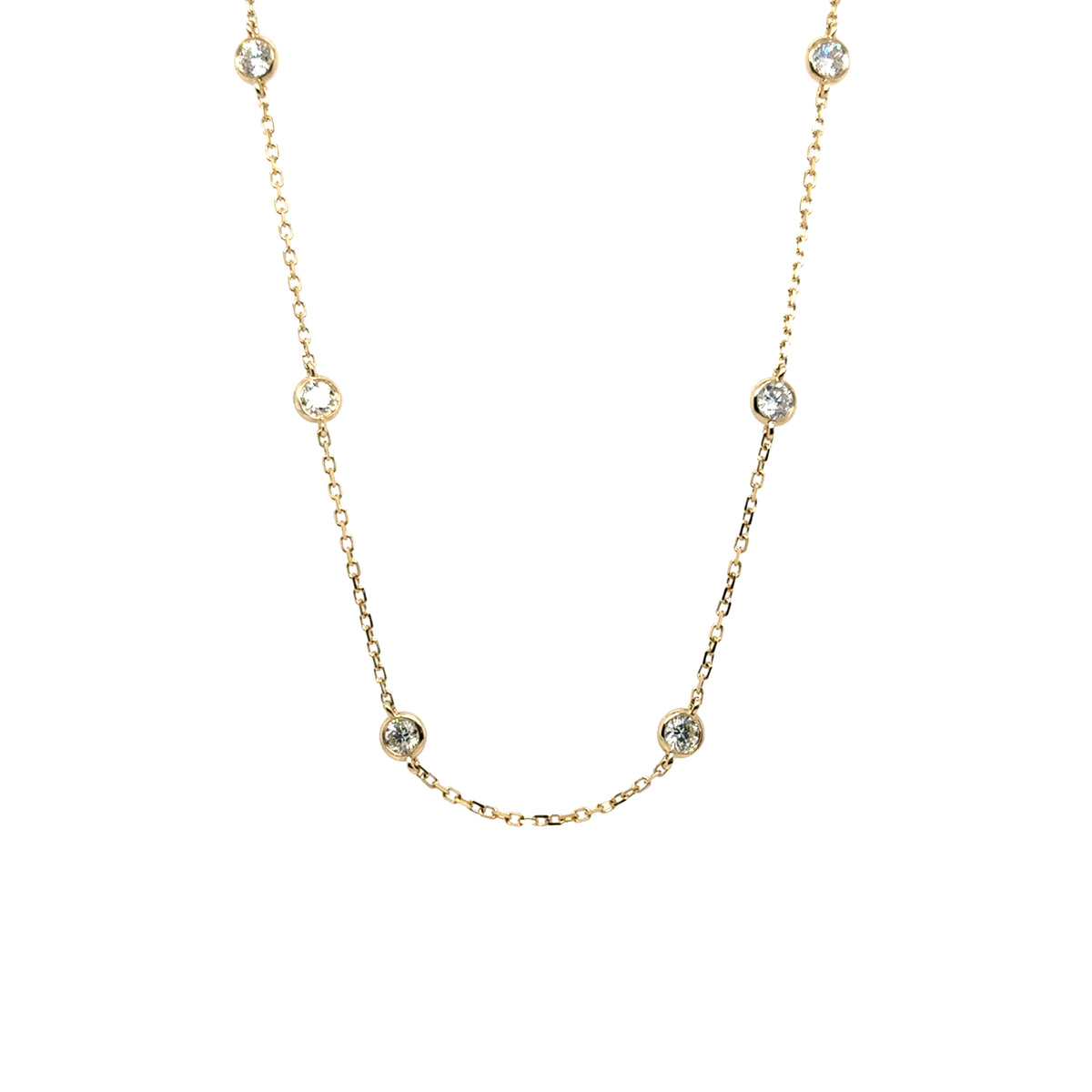 14K White Gold 1.57 Carat Diamond by the Yard Necklace