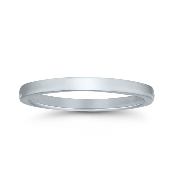 14K White Gold 2MM Low Dome Wedding Band