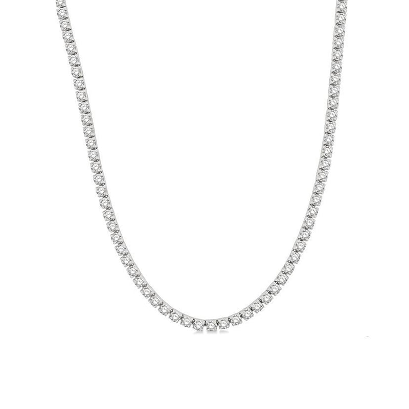 14K White Gold 3.89 Carat Diamond Tennis Necklace