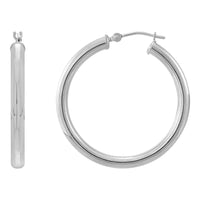 14K White Gold 3x30MM Hoop Earrings img2