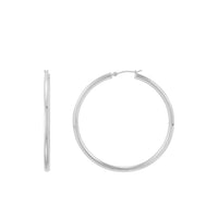 14K White Gold 3x50MM Hoop Earrings img2