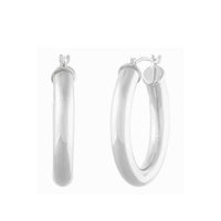 14K White Gold 4x25MM Hoop Earrings img2