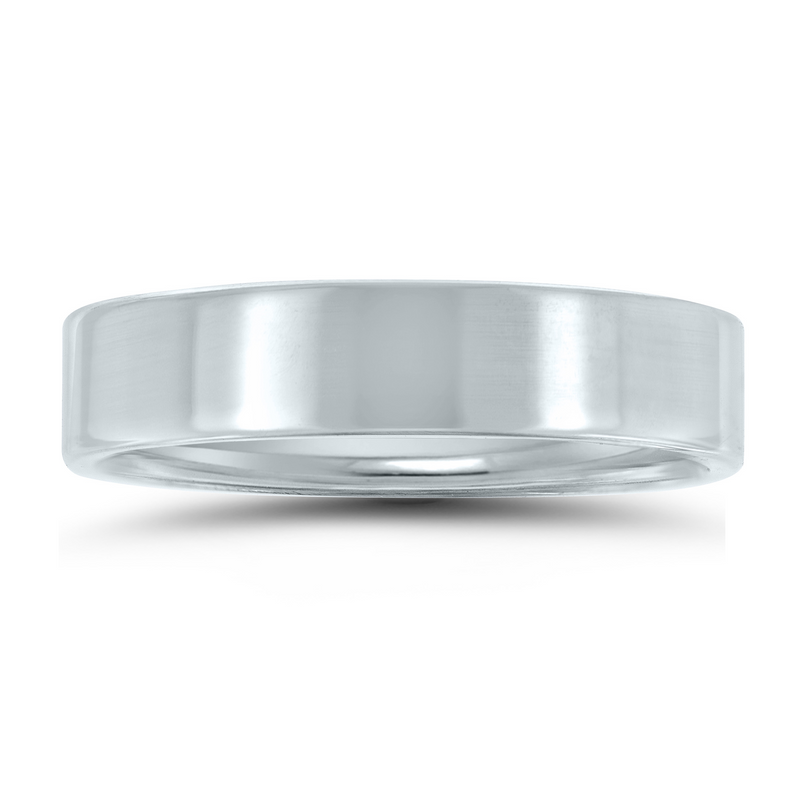 14K White Gold 5MM Pipe Cut Wedding Band img1