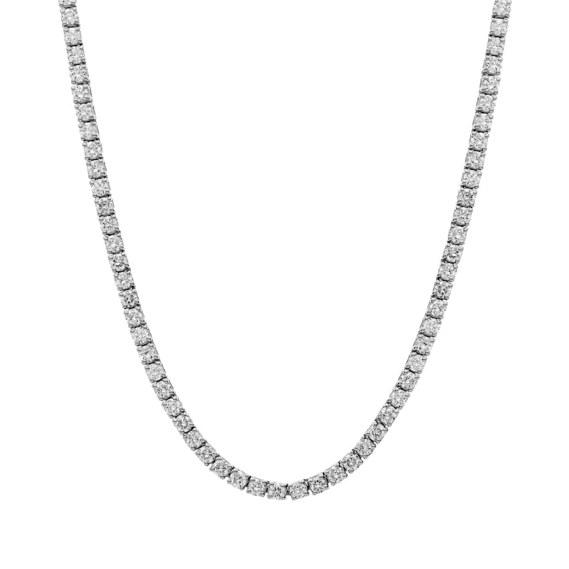 14K White Gold Classic Diamond Tennis Necklace 23" Long