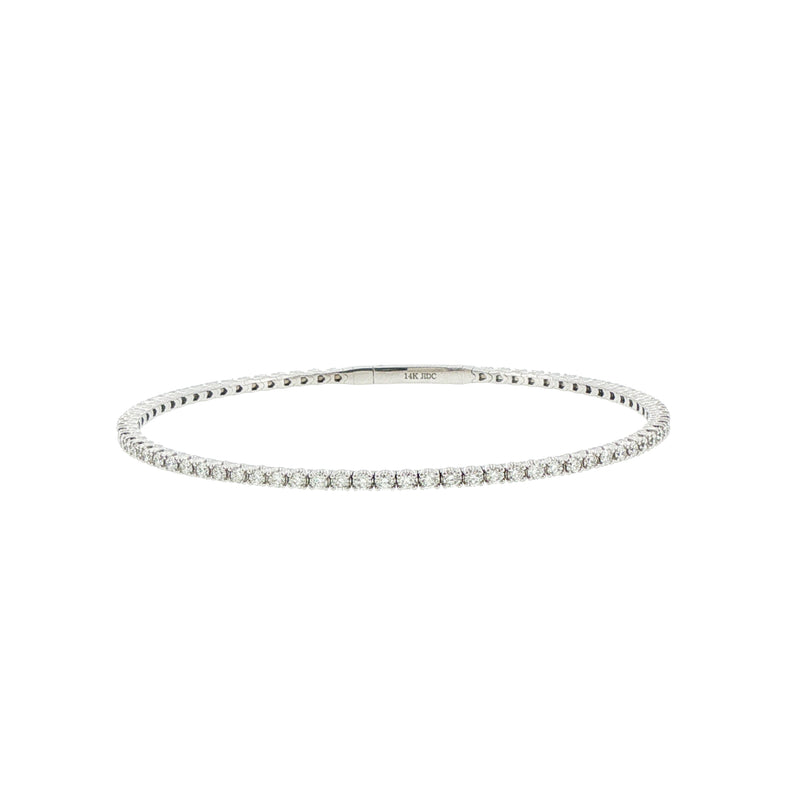 14K White Gold Flexible Diamond Bangle Bracelet