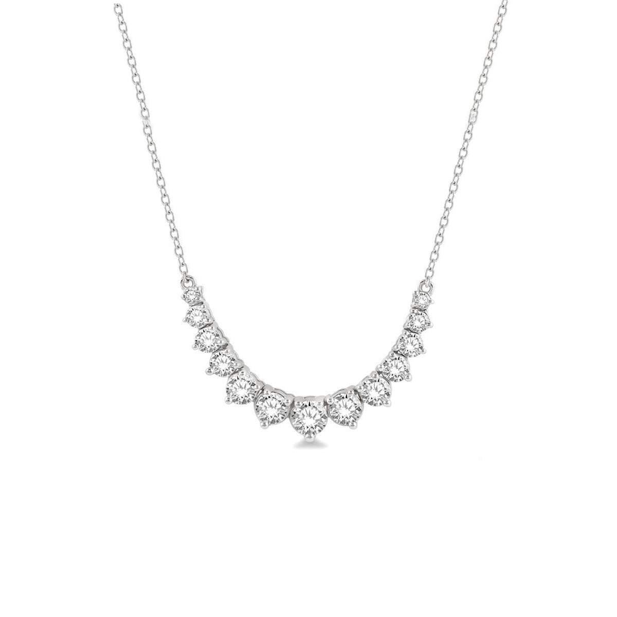 14K White Gold Graduated Smile Diamond Necklace