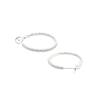 14K White Gold Inside Out Hoop Earrings Diamonds img2